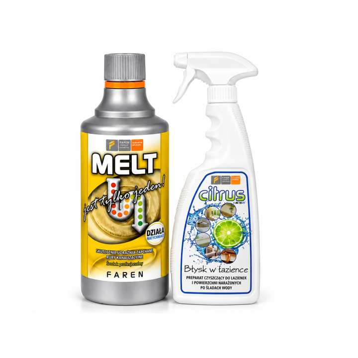 CITRUS + MELT FAREN PROFESJONALNE ŚRODKI DO ŁAZIENKI UDRAŻNIACZ ODKAMIENIACZ