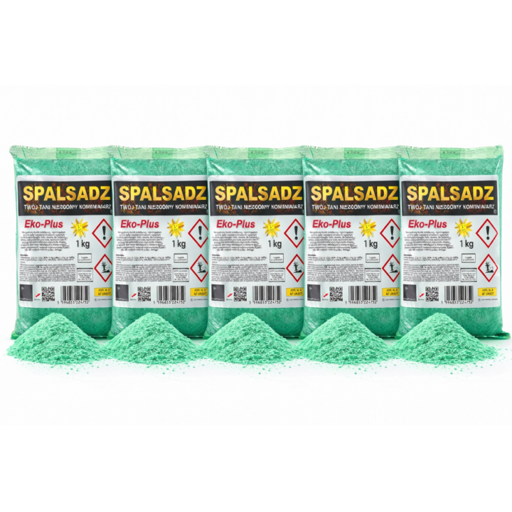 5x SPALSADZ KATALIZATOR 1 KG DO CZYSZCZENIA SADZY W KOMINACH I KOTŁACH