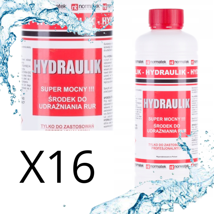 16x Hydraulik 1L płyn do udrażniania rur kanalizacyjnych syfonów Normatek