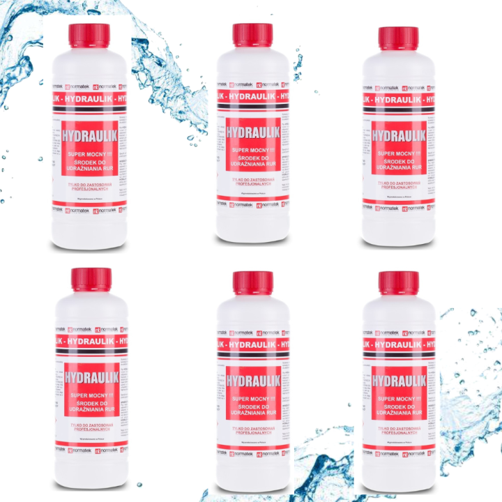 6x Hydraulik 1L płyn do udrażniania rur kanalizacyjnych syfonów Normatek