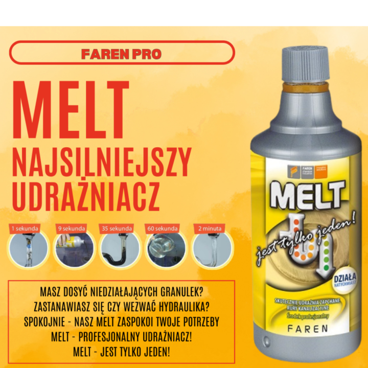 2 x Płyn do udrażniania rur kanalizacyjnych MELT 750ml + Rękawiczki