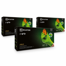 Zestaw 3 x MERCATOR GOGRIP GREEN MOCNE GRUBE RĘKAWICZKI NITRYLOWE L ZIELONE 50 SZTUK