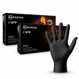 Zestaw 2 x MERCATOR GOGRIP BLACK MOCNE GRUBE RĘKAWICZKI NITRYLOWE XL CZARNE 50 SZTUK