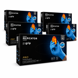 Zestaw 5 x MERCATOR GOGRIP 50 SZT. RĘKAWICE NITRYLOWE, BEZPUDROWE, NIEBIESKIE XL