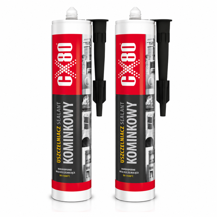 Zestaw 2 x CX80 USZCZELNIACZ KOMINKOWY 300ML OGNIOODPORNA MASA NA WYSOKIE TEMPERATURY PREMIUM