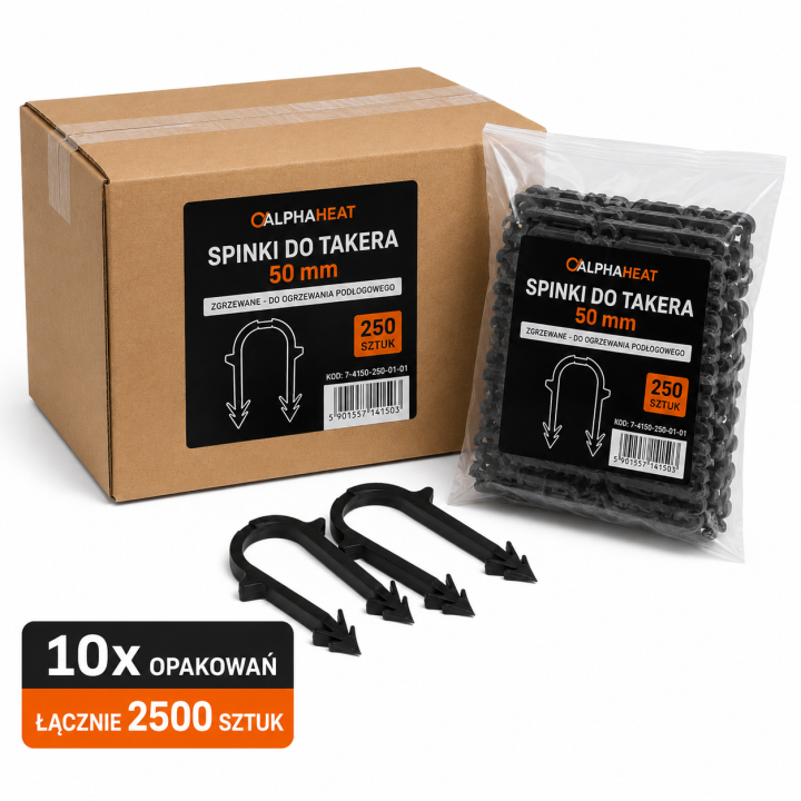 Zestaw 10 x Spinka do Tackera, Takera z tworzywa sztucznego 50mm zgrzewana 250 szt