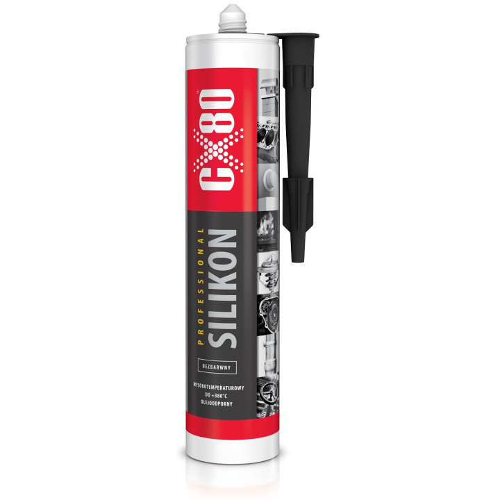 Zestaw 2 x CX80 - SILIKON PROFESJONALNY 310ML WYSOKOTEMPERATUROWY BEZBARWNY USZCZELNIACZ