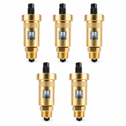 ZESTAW 5 x ODPOWIETRZNIK AUTOMATYCZNY Z ZAWOREM STOP AFRISO PIONOWY 1/2”