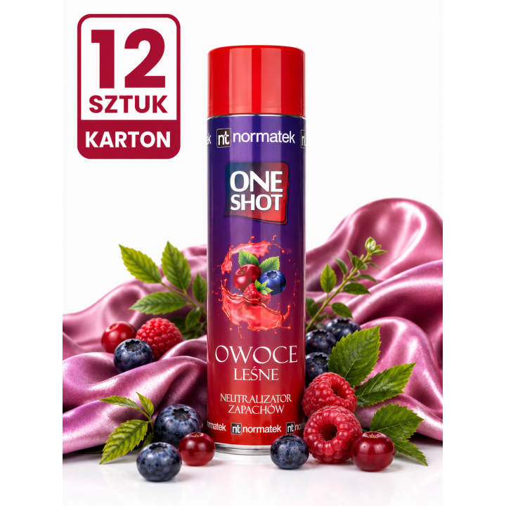 ZESTAW 12 x NORMATEK One Shot Owoce Leśne neutralizator zapachów 600 ml