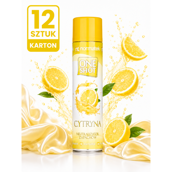 ZESTAW 12 x NORMATEK One Shot Cytryna neutralizator zapachów 600 ml