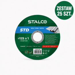 ZESTAW 25 x Tarcza do cięcia metalu INOX STALCO STD 125 x 1,0 mm płaska