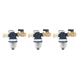 ZESTAW 3 x Kompaktowy magnetyczny separator zanieczyszczeń ADS 110, uniwersalne przyłącza G3/4", Kvs 5,2 m3/h, z zaworem odcinaj