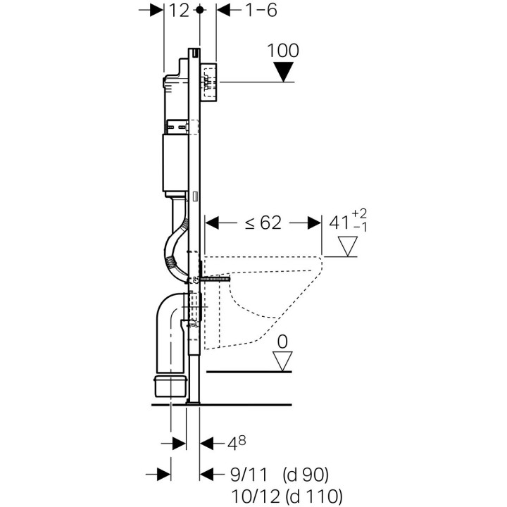 Geberit Duofix Basic Delta H112 stelaż WC + miska Desna bezrantowa