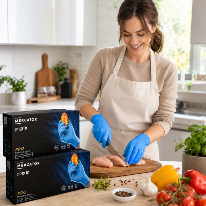 Zestaw 2 x MERCATOR GOGRIP BLUE MOCNE RĘKAWICZKI NITRYLOWE L NIEBIESKIE 50 SZTUK