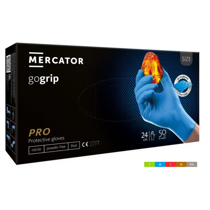 Zestaw 2 x MERCATOR GOGRIP 50 SZT. RĘKAWICE NITRYLOWE, BEZPUDROWE, NIEBIESKIE L