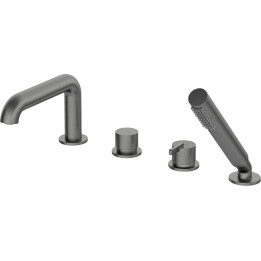 Bateria wannowa 4-OTWOROWA z zestawem prysznicowym stała titanium
