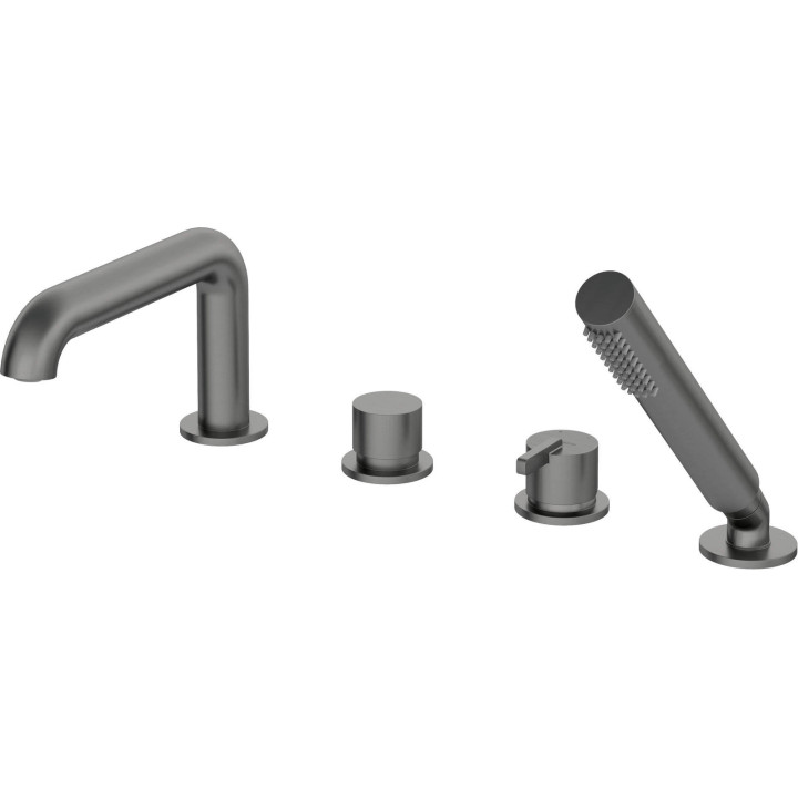 Bateria wannowa 4-OTWOROWA z zestawem prysznicowym stała titanium