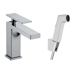 Hansgrohe Tecturis E Bateria 1-uchwytowa umywalkowa 110 z główką Bidette i wężem 160 cm, kpl. odpływowy Push-Open, Czarny Matowy