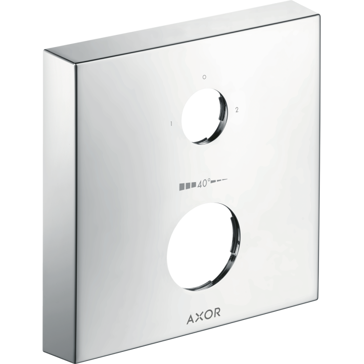 AX Element przedłużający 2-otworowy, kwadratowy, termostat 2 odbiorniki, Chrom