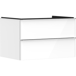 HG Xelu Q Szafka pod umywalkę nablatową z 2 szufladami 780/550, Biały Wysoki Połysk, Kolor uchwytów: Chrom