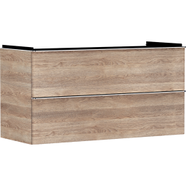 HG Xelu Q Szafka pod umywalkę wiszącą z 2 szufladami 1180/475, Naturalny Dąb, Kolor uchwytów: Chrom