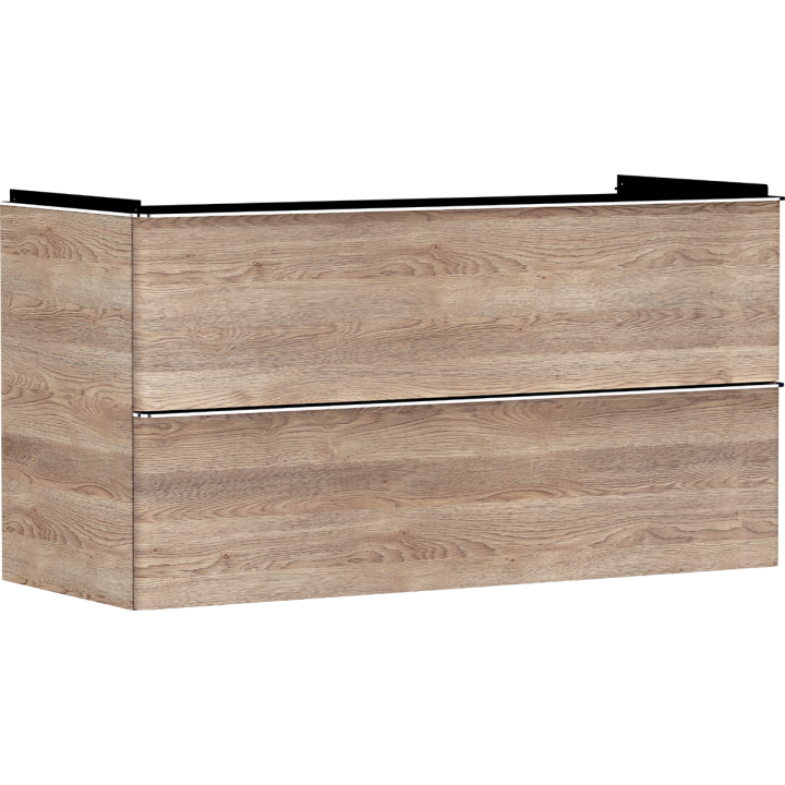 HG Xelu Q Szafka pod umywalkę wiszącą z 2 szufladami 1180/475, Naturalny Dąb, Kolor uchwytów: Chrom