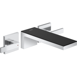 Axor MyEdition 3-otworowa bateria umywalkowa z wylewką 221 mm, ścienna, podtynkowa, Chrom/Czarne Szkło