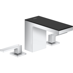 Axor MyEdition 3-otworowa bateria umywalkowa 110 z kompletem odpływowym Push-Open, Chrom/Czarne Szkło