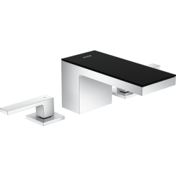 Axor MyEdition 3-otworowa bateria umywalkowa 70 z kompletem odpływowym Push-Open, Chrom/Czarne Szkło