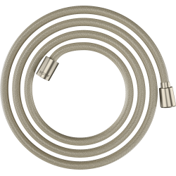 AX ShowerSolutions Wąż prysznicowy 2 m z nakrętką cylindryczną i stożkową, tekstylny, Nikiel Szczotkowany