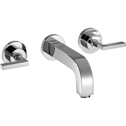Axor Citterio 3-otworowa bateria umywalkowa z uchwytami jednoramiennymi, rozetami i wlewką 222 mm, ścienna, podtynkowa, Chrom