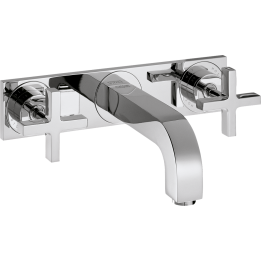 AX Citterio 3-otworowa bateria umywalkowa z uchwytami krzyżowymi, płytką i wylewką 226 mm, ścienna, podtynkowa, Chrom