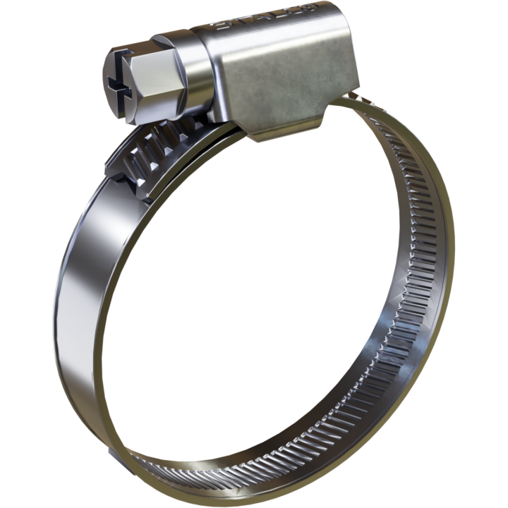 Opaska ślimakowa OPŚ ø220–240 mm z etykietą Stalco