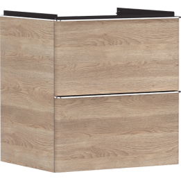 HG Xelu Q Szafka pod umywalkę wiszącą z 2 szufladami 580/475, Naturalny Dąb, Kolor uchwytów: Chrom