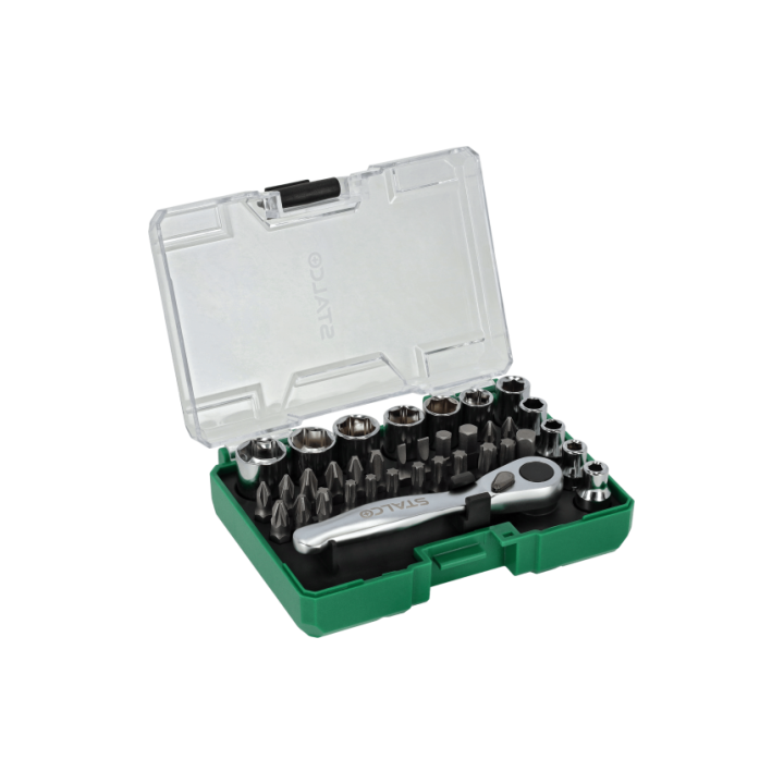 Zestaw bitów i nasadek 1/4″ 36 el. z adapterem Stalco