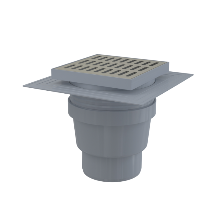 Kratka ściekowa 150×150/110 mm odpływ pionowy, kratka nierdzewna