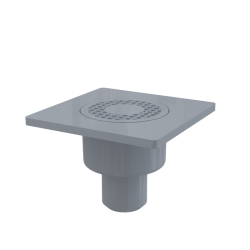 Kratka ściekowa 150×150/50 mm odpływ pionowy, kratka szara, syfon mokry