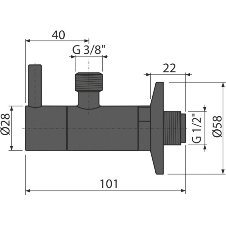 ZAWÓR KĄTOWY 1/2"×3/8" Z FILTREM, CZARNY MAT, METALOWY - MONTAŻ NA ŚCIANIE