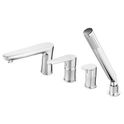 Algeo bateria wannowa 4-OTWOROWA z zestawem natryskowym, chrom