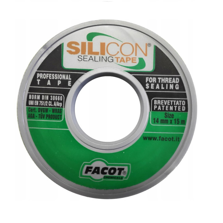 Taśma silikonowa uszczelniajaca facot 14 mm X 15 m - GAZ i woda