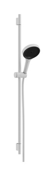 HG Rainfinity Zestaw prysznicowy 130 3jet z drążkiem S Puro 90 cm PushSlider i tekstylnym wężem Designflex 160 cm, Biały Matowy