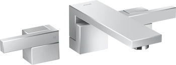 AX Edge 3-otworowa bateria umywalkowa z wylewką 190 mm i kompletem odpływowym Push-Open, ścienna, podtynkowa, szlif diamentowy, Chrom