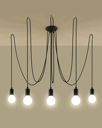 Żyrandol EDISON 5 czarny