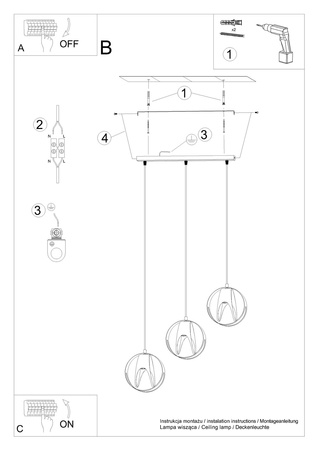Lampa wisząca TULOS 3L czarna