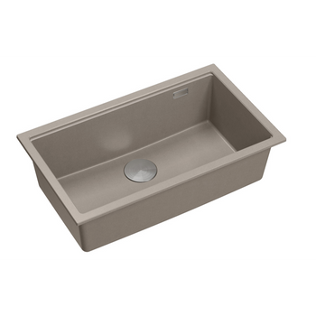 Zlewozmywak granitowy LOGAN 110 – jednokomorowy, wpuszczany, soft taupe/elementy stalowe, Quadron