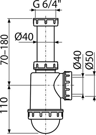 Półsyfon do zlewu z nakrętką 6/4