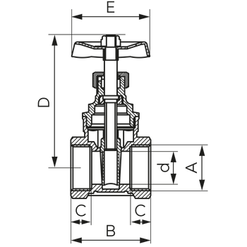 Zawór zasuwany GW-GW, 1/2"