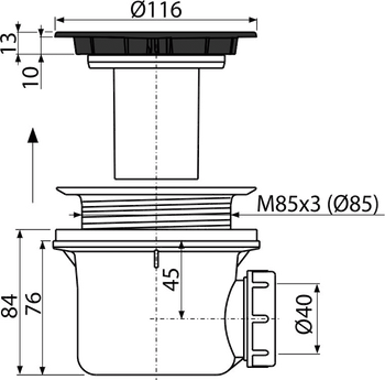 Syfon brodzikowy korek, czarny-mat