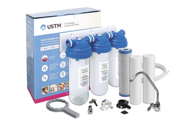 Trójstopniowy filtr podzlewozmywakowy z kranikiem i wkładami USTM FS3-WFU
