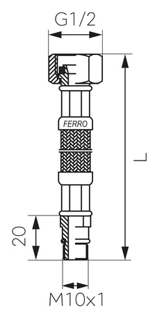 Wąż przyłączeniowy do baterii L-90 cm M10 x 1-2 krótki